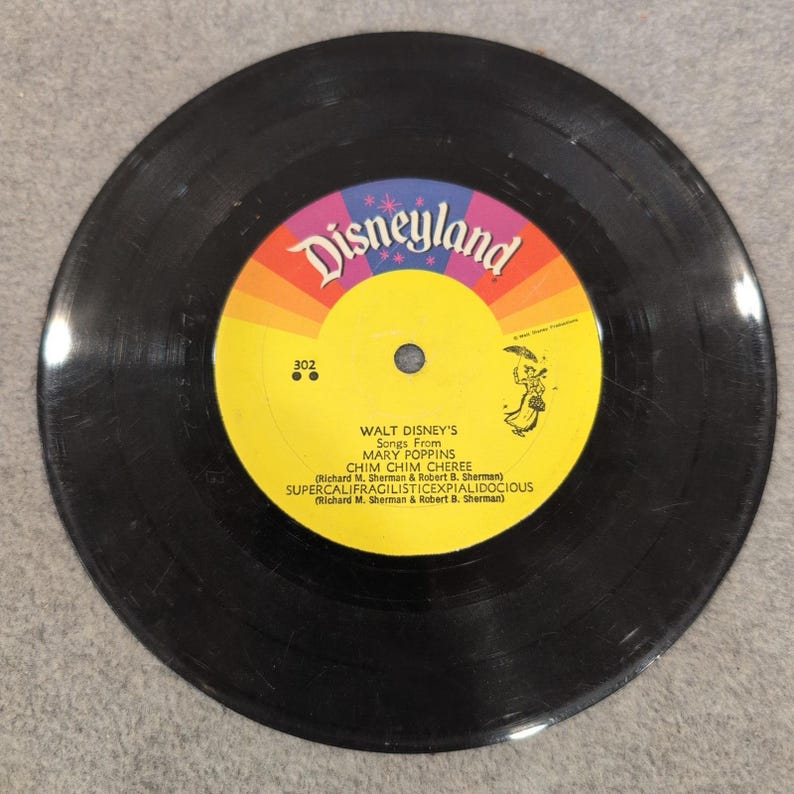 Walt Disney Mary Poppins Songs and Story Disneyland Records 7-inch Vinyl 45 302 image 1