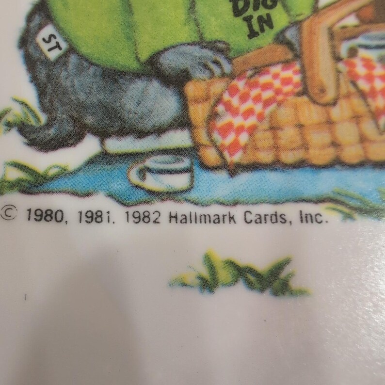 Vintage 1982 Hallmark Cards Melamine Picnic Plate Panda Raccoon Badger Made USA image 4