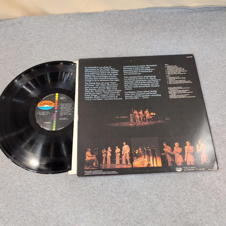 The Florida Boys In Concert Live Vinyl LP Canaan CAS-9814 Southern Gospel image 2