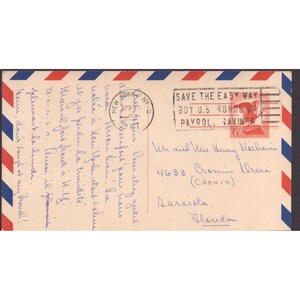 Vintage 1968 NYC Airmail Envelope 6c FDR Stamp Handwritten Letter Sarasota FL image 1