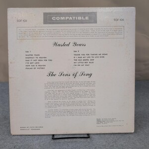 The Sons of Song Wasted Years Gospel Vinyl LP Songs of Faith SOF-105 Nashville image 2