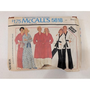 McCall's 5818 Sewing Pattern Misses' and Men's Robe Jacket Pants Medium image 1