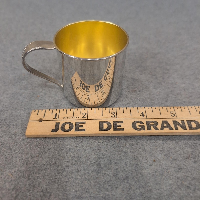 Oneida Community Tudor Plate Vintage Baby Cup Silver Plated Gold Wash Interior image 8