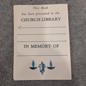 Lot of 25 Blank Vintage Church Library In Memory Of Bookplates Religious Labels image 1