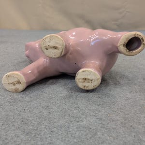 Vintage Pink Ceramic Elephant Figurine Trunk Up Good Luck Glossy Pottery Decor image 4