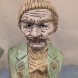 Vintage Salty Dog and Sea Hag Beulah Ceramic Bust Figurines Nautical Decor Set image 3