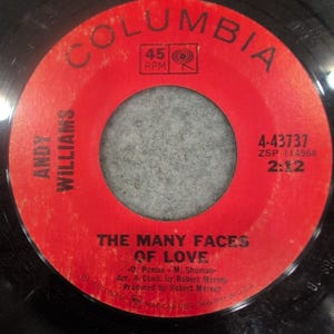 Andy Williams The Many Faces of Love In the Arms of Love 45 RPM Columbia 4-43737 image 1