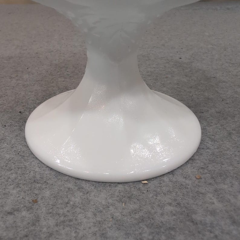 Vintage White Milk Glass Harvest Grape Pedestal Goblet Scalloped Rim image 3