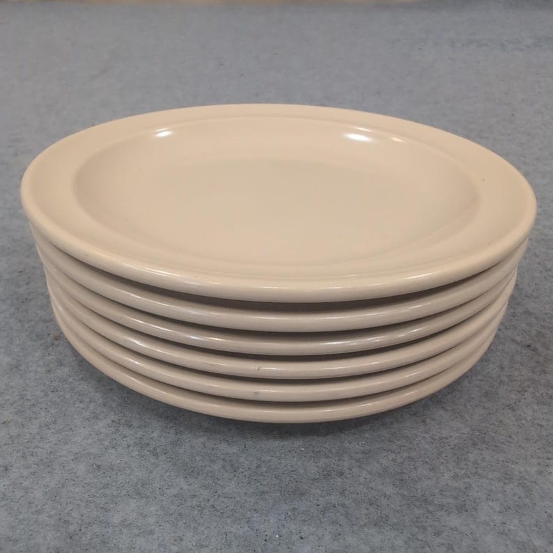 Vintage Super Don-Ite Edward Don & Co Chicago Tan Plates Set of 6 Melamine image 1
