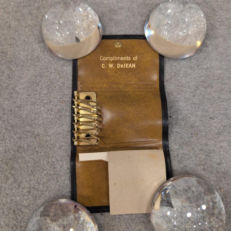 Vintage Herren Geschenkset Brieftasche und Schlüsseletui Schwarzes Hahnentrittmuster VG + Bild 5