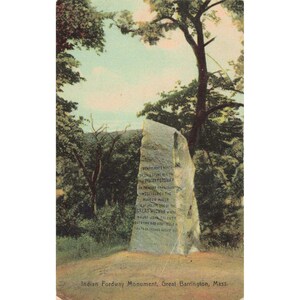 Historische Postkarte von 1911: Denkmal am Indian Fordway, Great Barrington, Massachusetts Bild 1