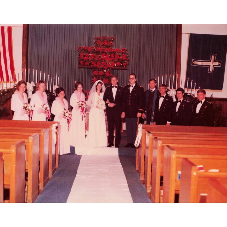 Vintage 1970s Military Wedding Lot 6 Photos Mess Dress Church Christmas 4x5 image 4