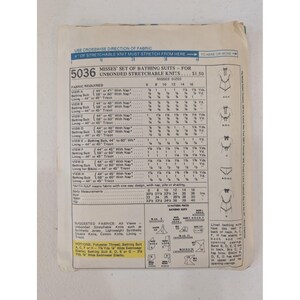 VTG 1976 McCall's 5036 Sewing Pattern Misses' Stretch Knit Bathing Suits FF/UC image 2