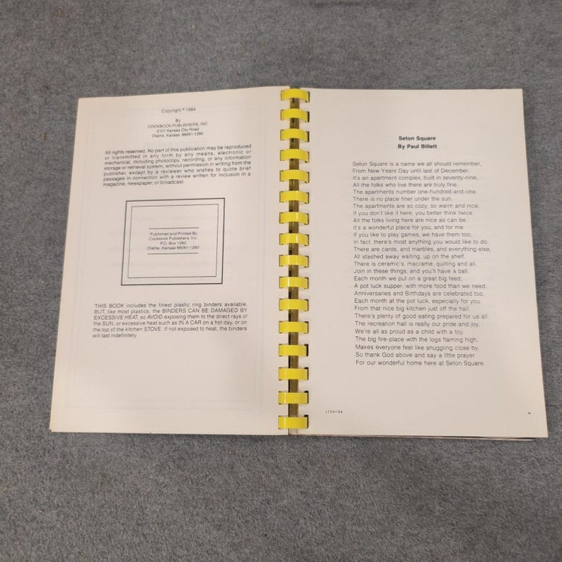 Seton Square Marion Cookbook 1984 Vintage Ohio Community Recipes Spiral Bound image 2