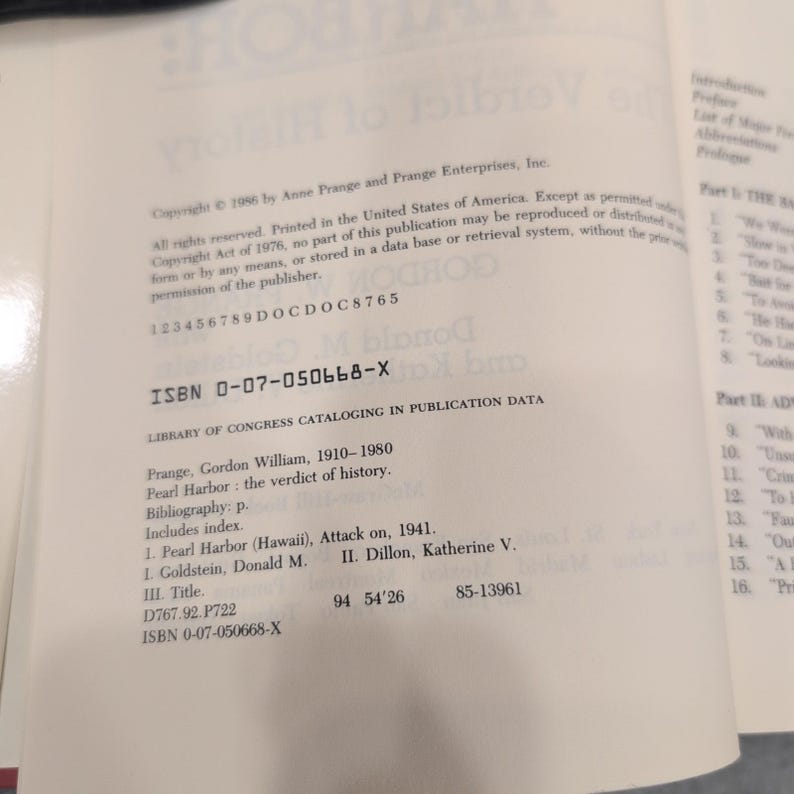 Pearl Habor Das Gericht der Geschichte vonGordon W Prange Erstausgabe / Druck HC Bild 4