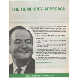 Vintage 1968 Humphrey Muskie Campaign Brochure Education Policy Nixon Wallace image 2