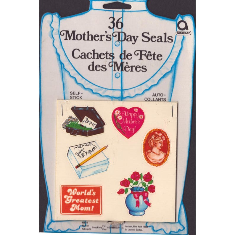 Vintage Amscan Mothers Day and Fathers Day Seals 72 Self-Stick Stickers 45075 image 1