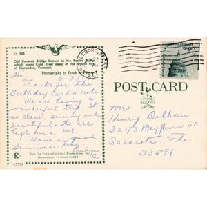 Vintage Brown Covered Bridge Clarendon Vermont Postcard Cold River Frank Forward image 2