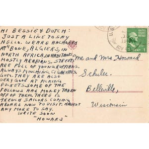Vintage-Postkarte von Algier, Algerien, 1941, Danses d'Ouled-Nails, US Navy Poststempel 1284 Bild 2