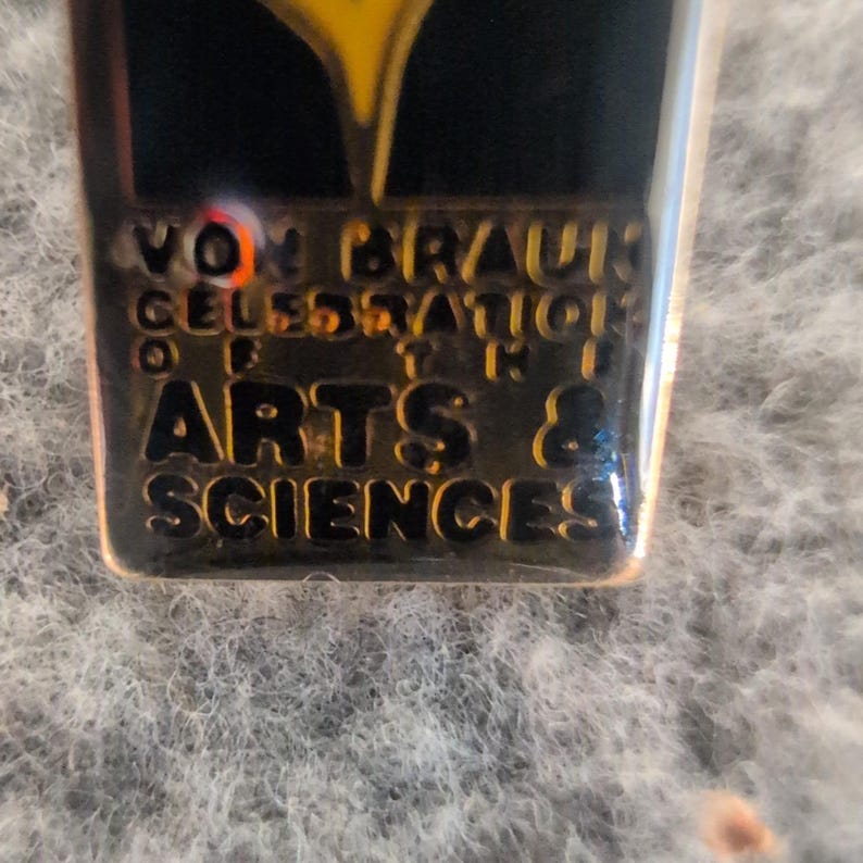 Von Braun Celebration of the Arts & Sciences Enamel Lapel Pin Black Gold Tone image 2
