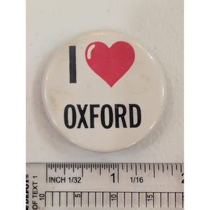 I Love Oxford Button Pin Badge Souvenir Collectible City Pride Alabama MS UK CA image 2