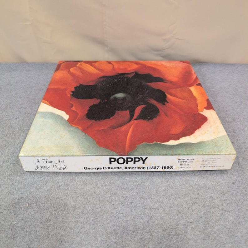 Georgia OKeeffe Poppy Fine Art Jigsaw Puzzle 500 Pieces Battle Road Press Vtg image 1