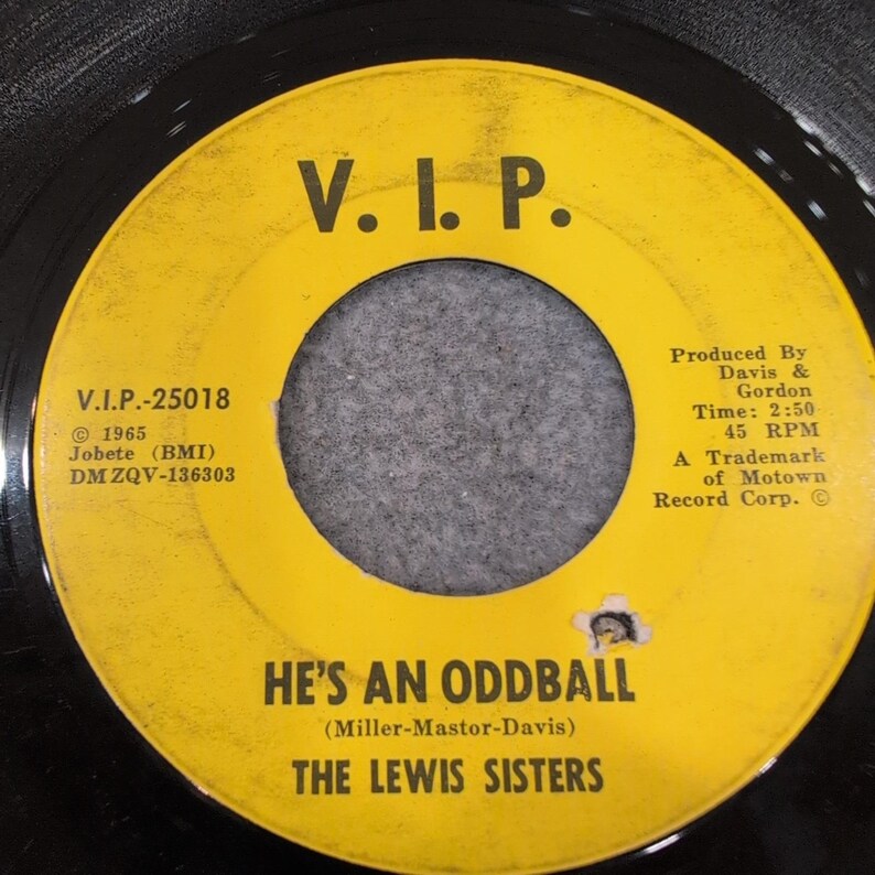The Lewis Sisters He's An Oddball By Some Chance 45 RPM V.I.P. 25018 Motown 1965 image 1
