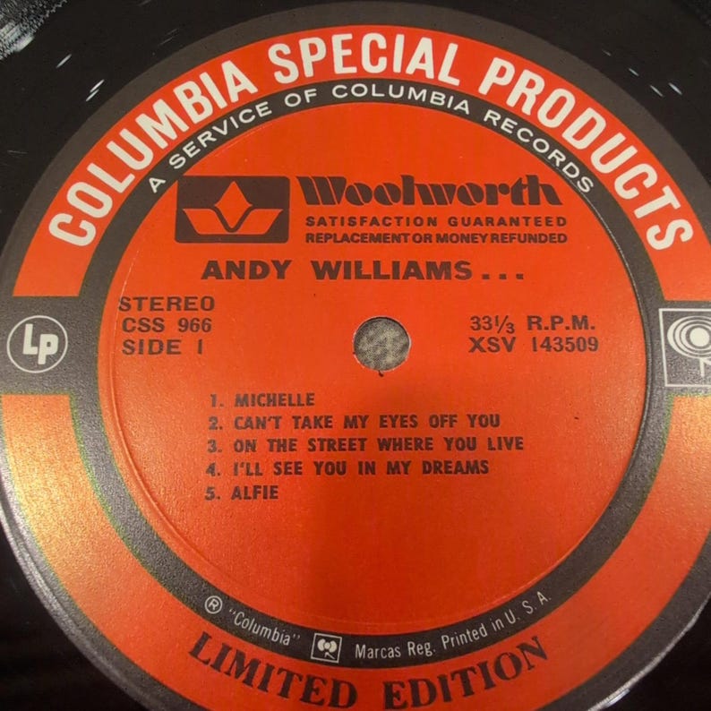 Andy Williams & Company Andy... Limited Edition Vinyl LP Columbia CSS 966 Stereo image 4