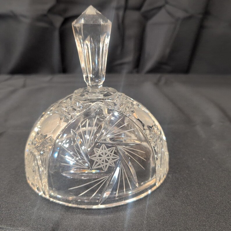 Vintage American Brilliant Style Cut Glass Lidded Candy Dish Pinwheel Starburst image 5