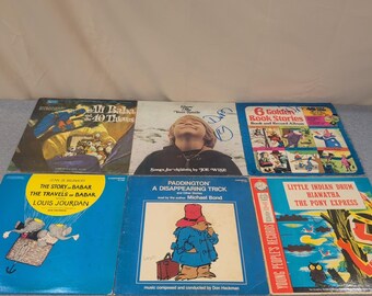 Vintage Childrens Vinyl Record Lot Paddington Babar Golden Books 6 LP Collection