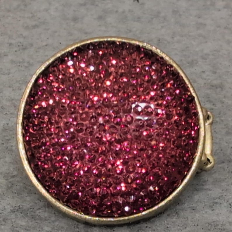 Vintage Sparkly Red Round Statement Ring Adjustable Gold Tone image 2