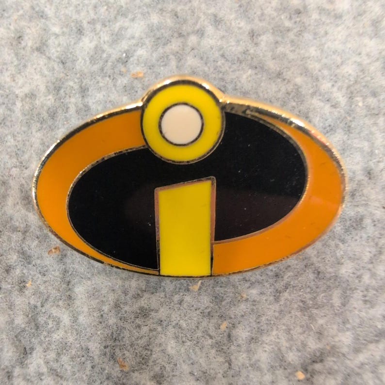 Disney Pixar The Incredibles Logo Enamel Pin Gold Tone Superhero Accessory image 1