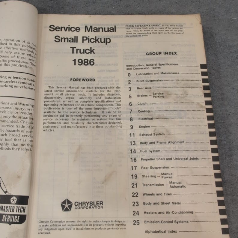1986 Chrysler Ram 50 Import Service Manual Small Pickup Truck Shop Repair Guide image 2