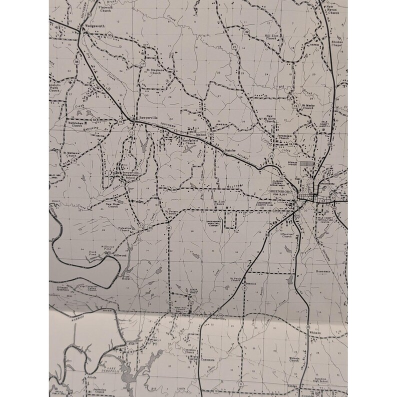 VTG 1976 Hale County Alabama General Highway Map Bureau Surveying 26" x 18" image 3