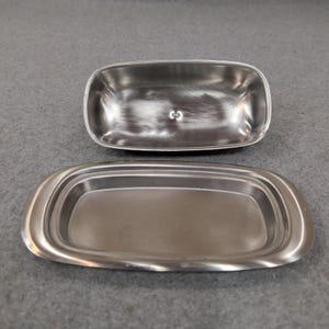 Reed & Barton 18/8 Stainless Steel Butter Dish with Lid Made in Japan Brushed image 3