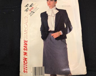 Vtg McCalls 2174 Stitch N Save Jacket Skirt Sewing Pattern Size 12-14-16 1985