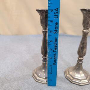 Vintage Silver Plated Octagonal Taper Candlestick Holders Set of 2 image 4