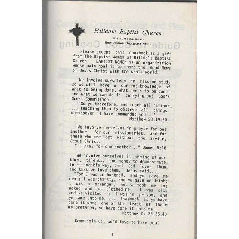 Le donne battiste condividono il libro di cucina del Pane della Vita Hilldale Baptist Church Bham, AL immagine 3