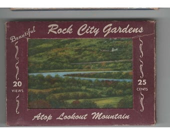 Vintage Rock City Gardens Lookout Mountain 20 Views Postcard Folder Curt Teich