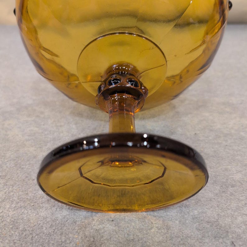 Indiana Glass Amber Teardrop Garland Pedestal Compote Scalloped Candy Dish image 7