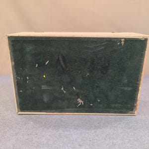 Vintage Cream Faux Leather Multi Tier Jewelry Box Red Velvet Lining Filigree image 8