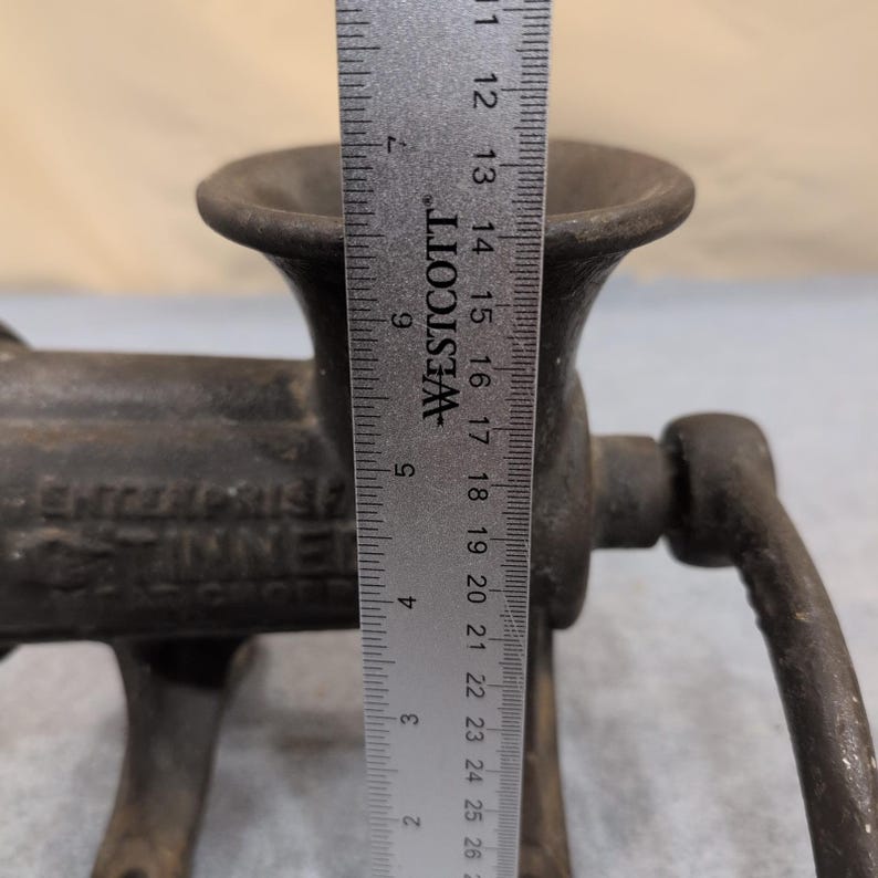 Vintage Enterprise No 12 Tinned Meat Chopper Cast Iron Manual Grinder Phila USA image 5