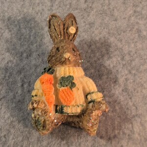 Adorable Easter Bunny Rabbit Pin Sweater Carrot Rhinestone Sparkle image 1