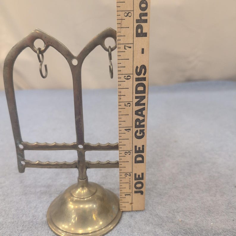 Vintage Brass Gothic Cathedral Arch Earring Stand Jewelry Display Organizer image 6