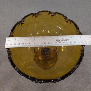 Indiana Glass Amber Teardrop Garland Pedestal Compote Scalloped Candy Dish image 5