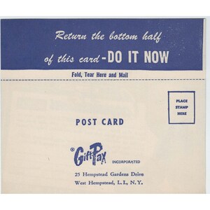 Vintage Gift-Pax Postkarte, Krankenhaus-Babywerbung, blau-weiß, Ephemera, VG+ Bild 2