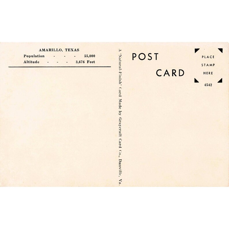 Herring Hotel Amarillo Texas Postcard Graycraft Natural-Finish Unused VG+ image 2