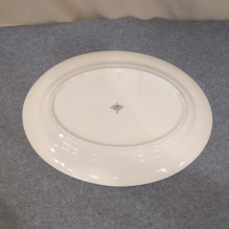 The Harker Pottery Co Vintage Floral Oval Serving Platter Gold Trim Made in USA image 7