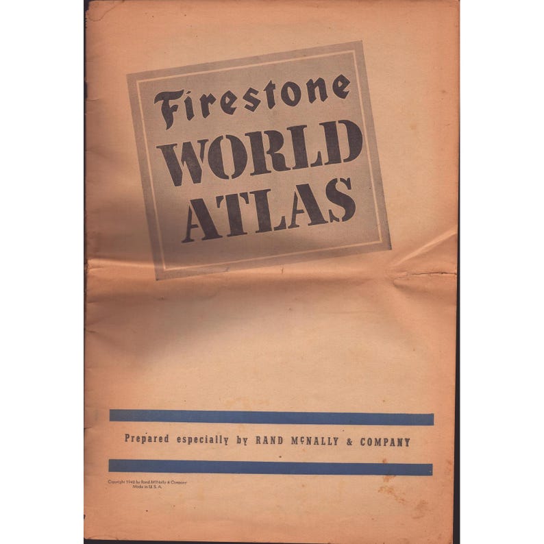 Vintage 1942 Firestone World Atlas Rand McNally WWII Era Map Booklet 1940 Census image 1