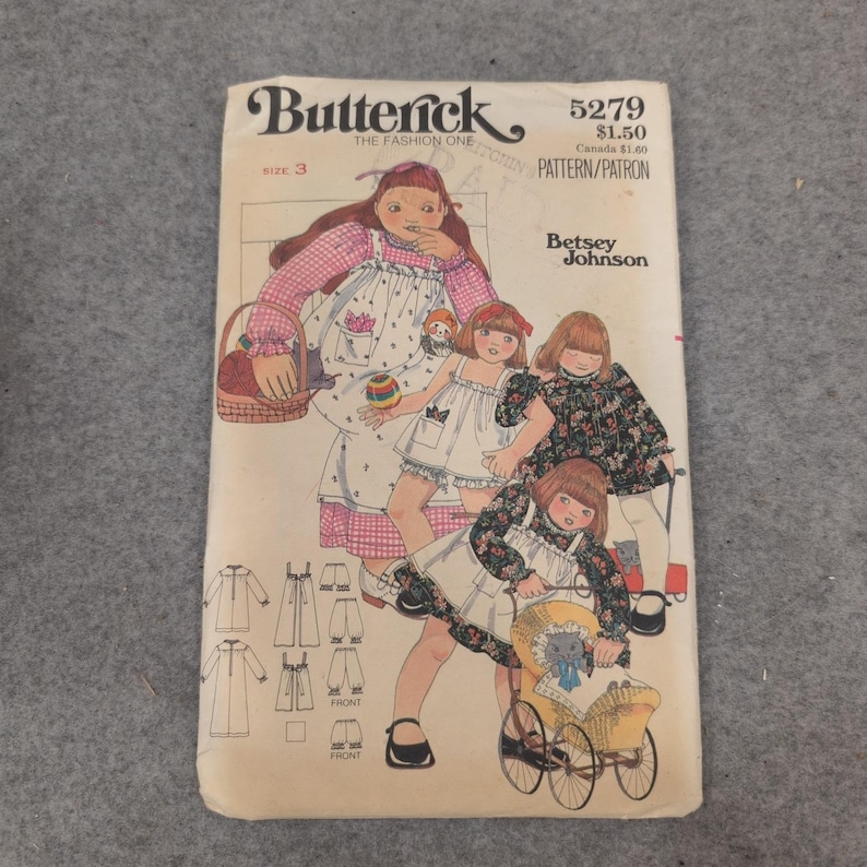 Vintage Butterick 5279 Betsey Johnson Child Dress Pinafore Bloomers Pattern Sz 3 image 1